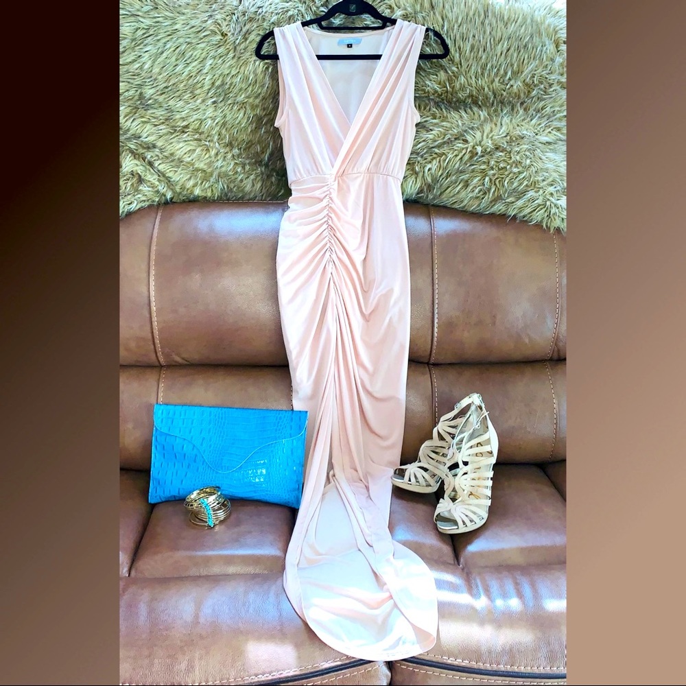 Hayden Nude Stretch Jersey Drape Dress Sz 6